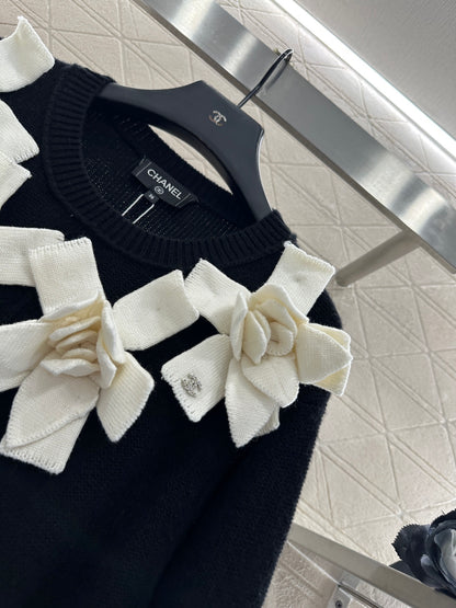 C 25 3D Camellia Knit Wool Cashmere Dress
