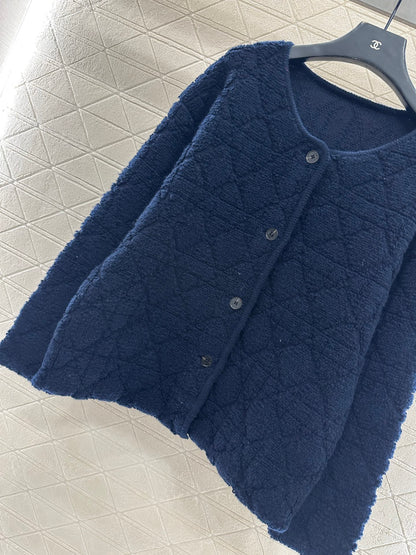 Di 25 Check jacquard wool cardigan jacket