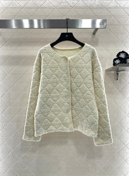Di 25 Check jacquard wool cardigan jacket