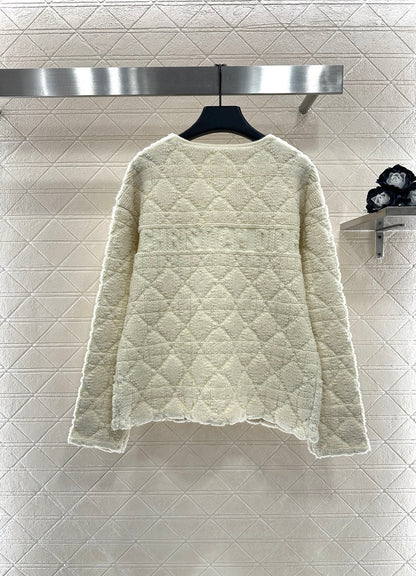 Di 25 Check jacquard wool cardigan jacket
