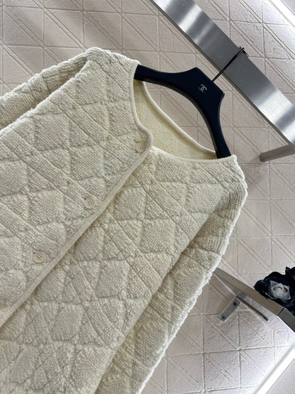 Di 25 Check jacquard wool cardigan jacket