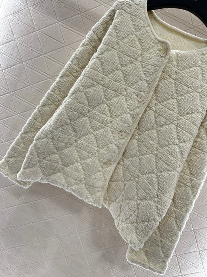 Di 25 Check jacquard wool cardigan jacket