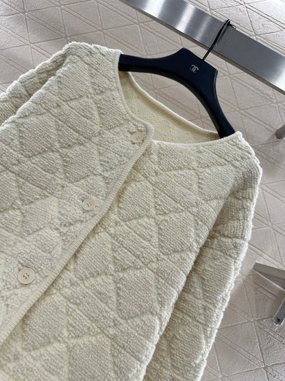 Di 25 Check jacquard wool cardigan jacket