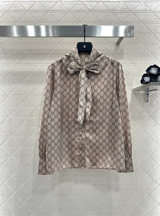 Gu 25 Lace-up printed shirt