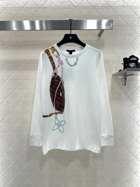 L 25 Chain round neck printed long sleeves