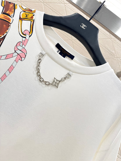 L 25 Chain round neck printed long sleeves