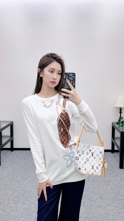 L 25 Chain round neck printed long sleeves
