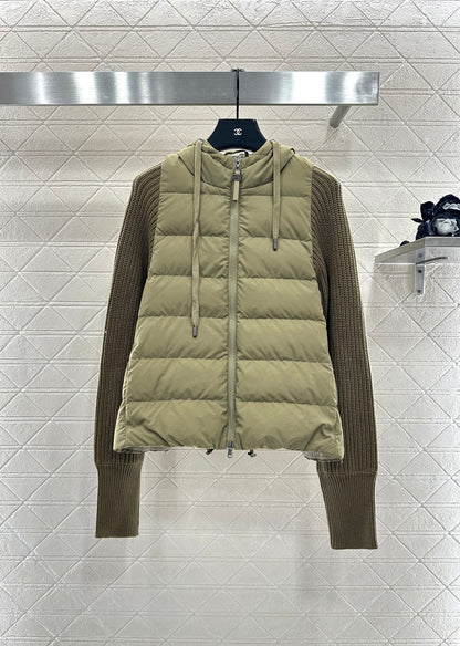 Bru 25 Knitted wool hooded down jacket