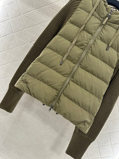 Bru 25 Knitted wool hooded down jacket