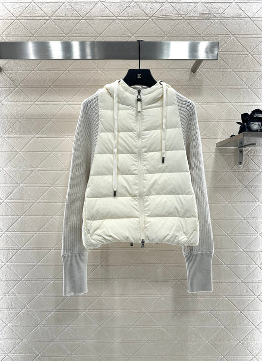 Bru 25 Knitted wool hooded down jacket