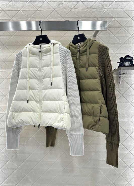 Bru 25 Knitted wool hooded down jacket