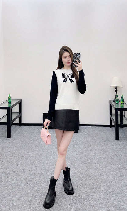 C 25 Bow logo knitted wool long sleeves