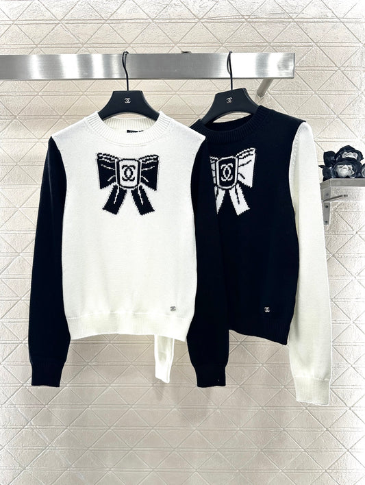 C 25 Bow logo knitted wool long sleeves