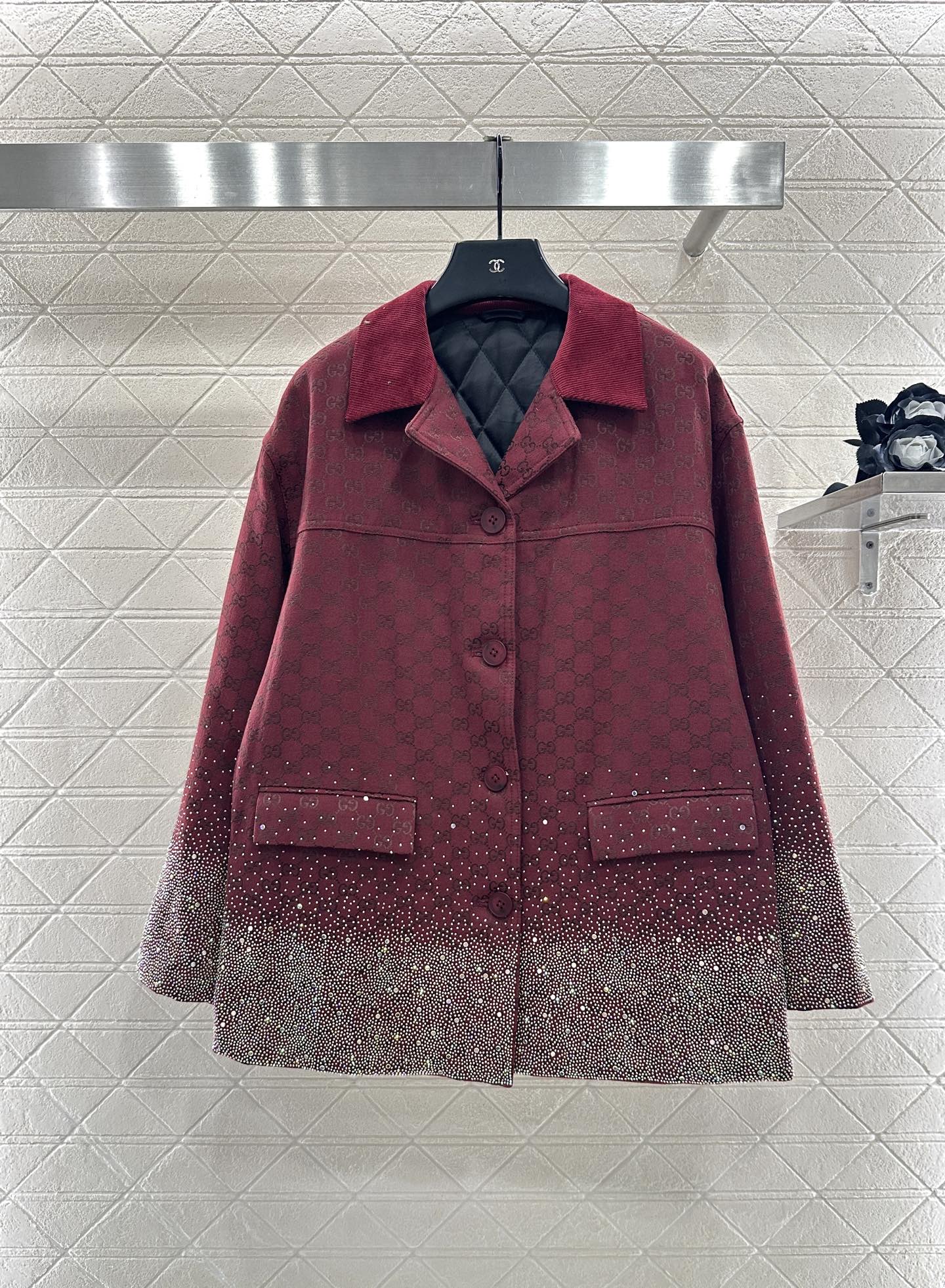 Gu 25 Hot Diamond Padded Jacket + Short Skirt Set
