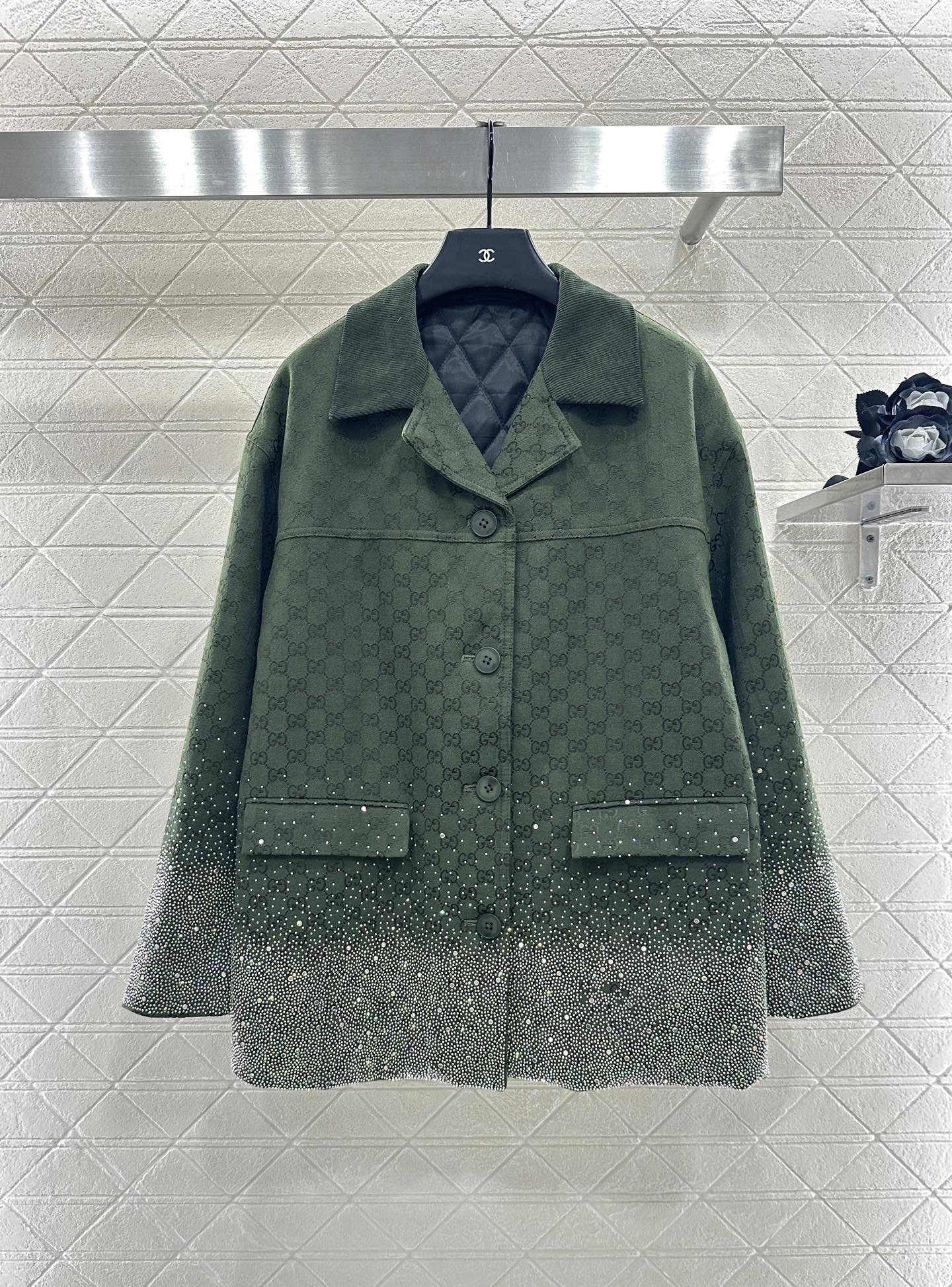 Gu 25 Hot Diamond Padded Jacket + Short Skirt Set