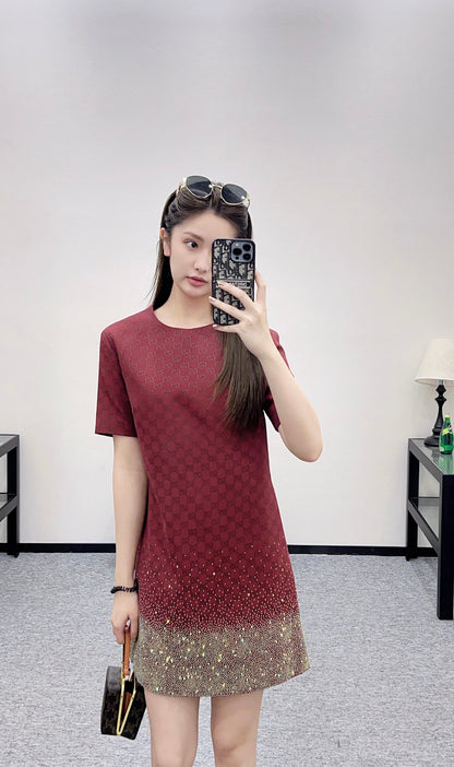 Gu 25 Rhinestone jacquard dress