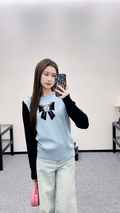 C 25 Bow logo knitted wool long sleeves