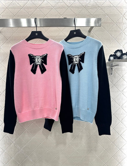 C 25 Bow logo knitted wool long sleeves