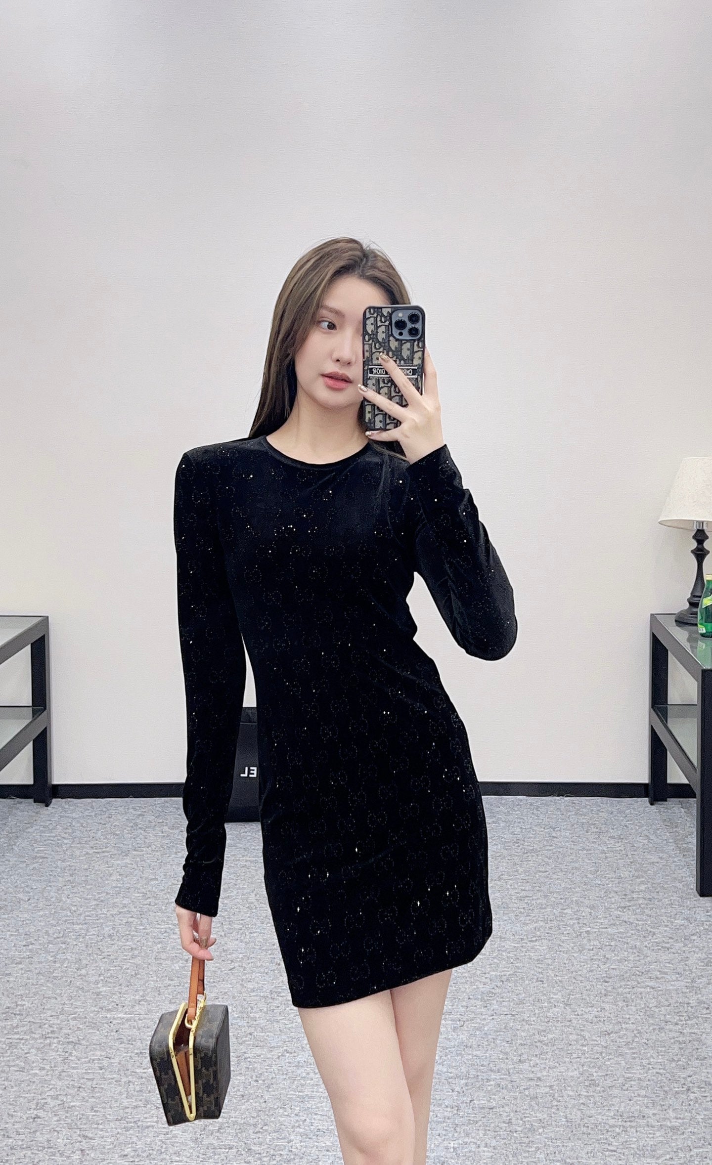 Gu 25 Velvet rhinestone dress