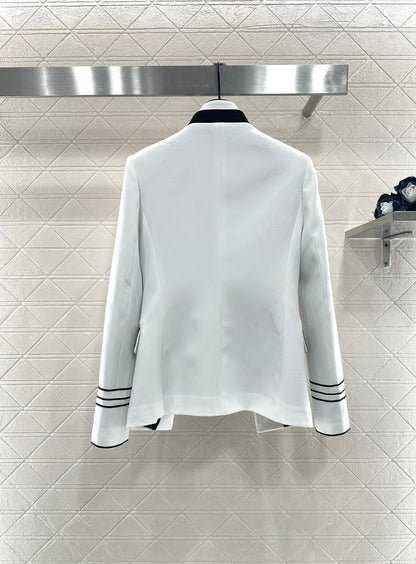 Di 25 Stand collar slim fit fake two piece jacket