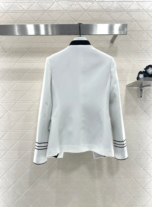 Di 25 Stand collar slim fit fake two piece jacket