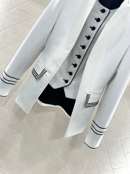 Di 25 Stand collar slim fit fake two piece jacket