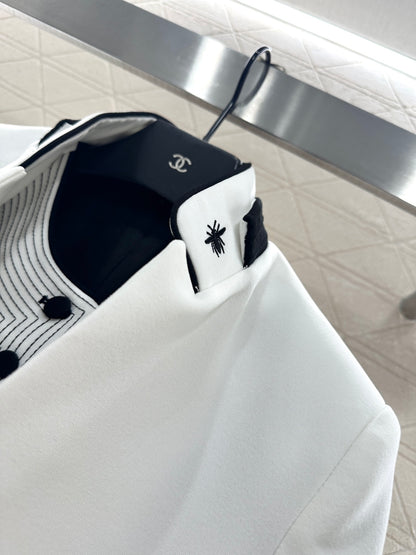Di 25 Stand collar slim fit fake two piece jacket