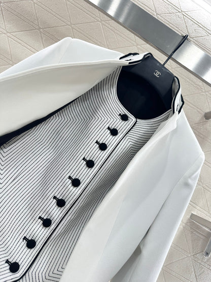 Di 25 Stand collar slim fit fake two piece jacket