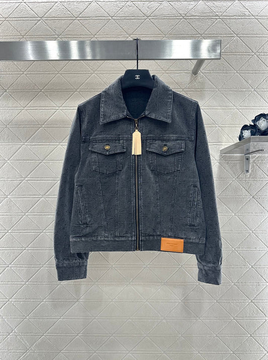 L 25 Tassel zipper denim jacket + trousers set