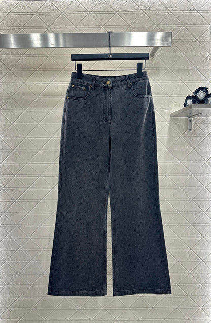 L 25 Tassel zipper denim jacket + trousers set