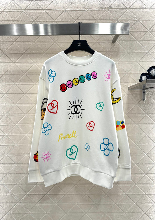 C 25 Hand-painted colorful print lettering sweatshirt