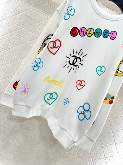 C 25 Hand-painted colorful print lettering sweatshirt