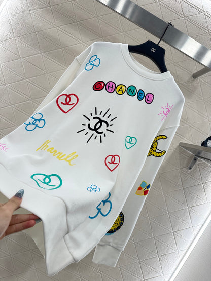 C 25 Hand-painted colorful print lettering sweatshirt