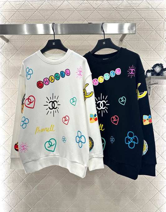 C 25 Hand-painted colorful print lettering sweatshirt