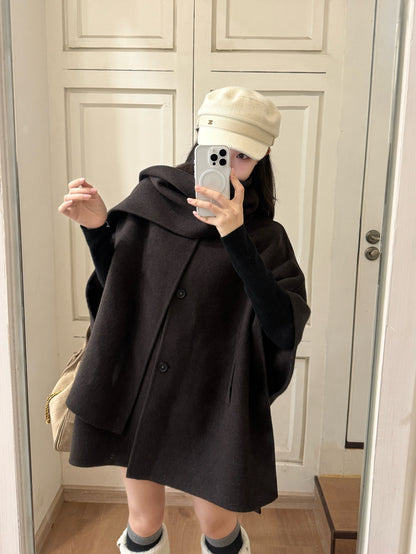 Lor 25 Scarf + Cashmere Wool Jacket(WHITE/BLACK/BROWN)