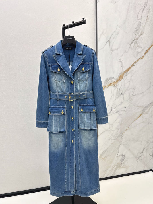 Ba 25 Workwear-style long denim dress