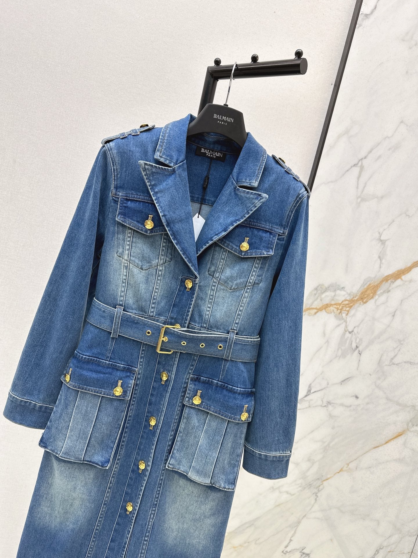 Ba 25 Workwear-style long denim dress