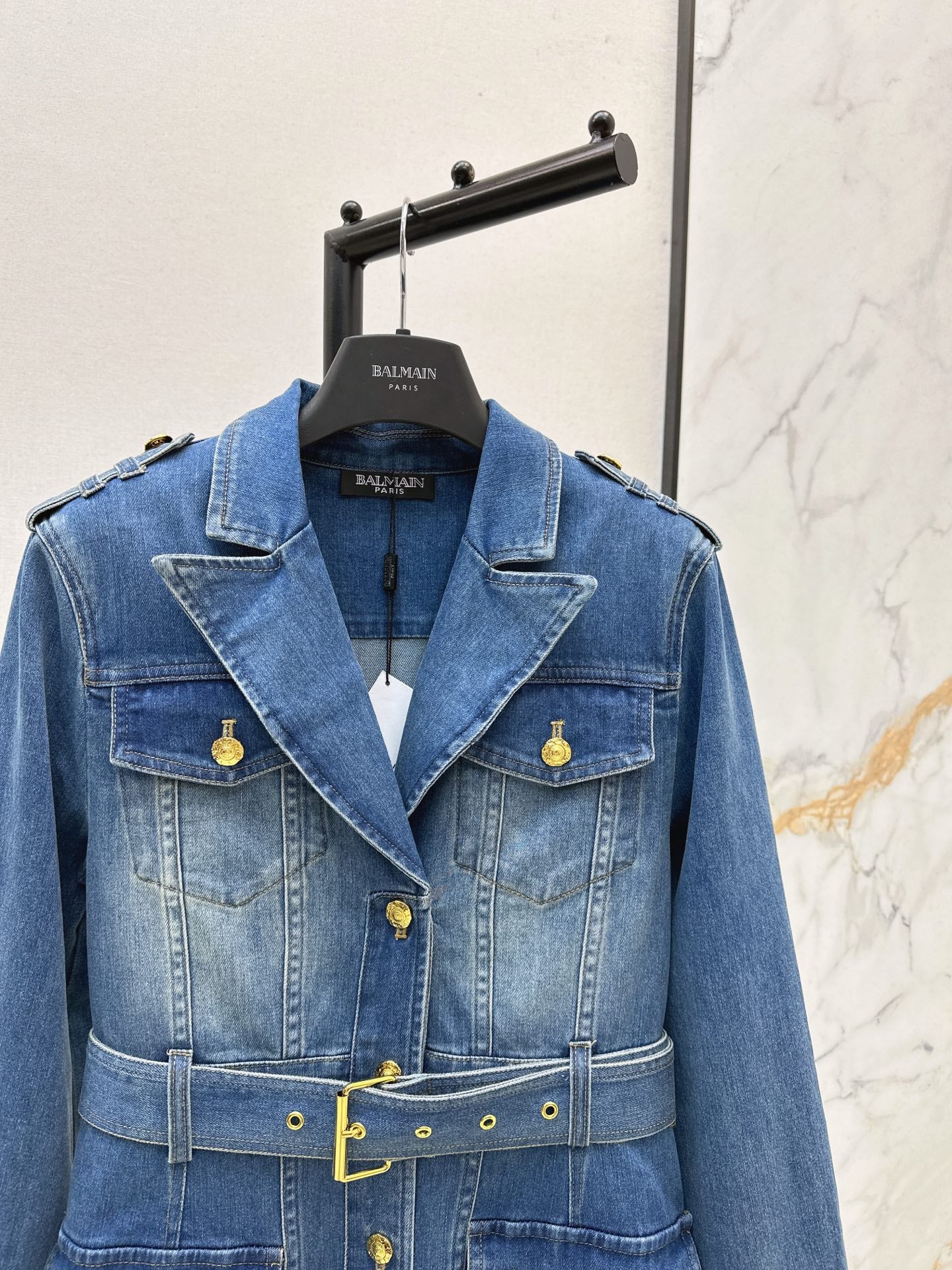 Ba 25 Workwear-style long denim dress