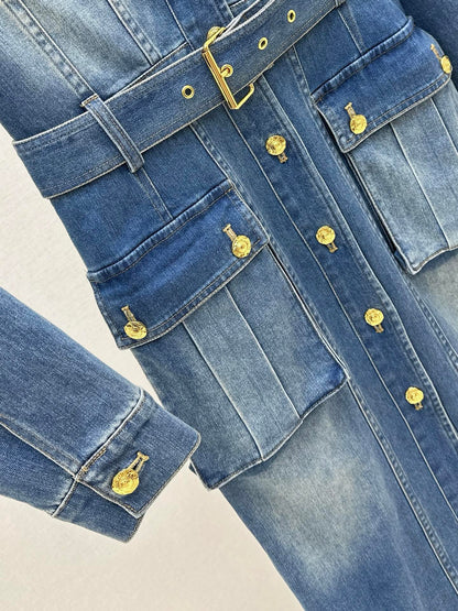 Ba 25 Workwear-style long denim dress