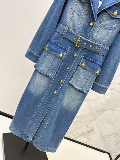 Ba 25 Workwear-style long denim dress