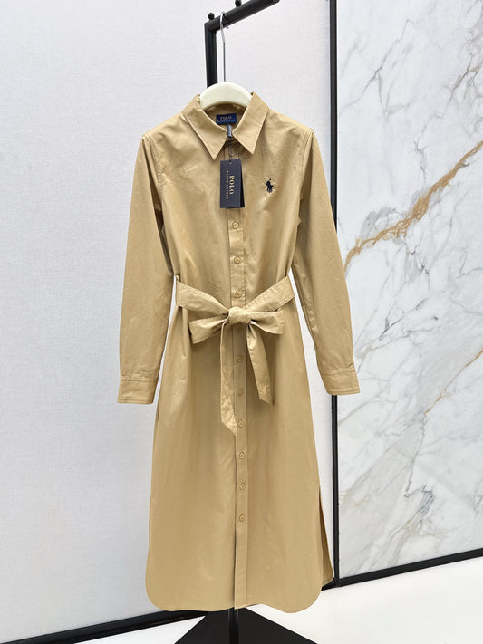 Ra 25 New Horseback Riding Logo Embroidered Long Shirt Dress