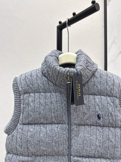 Ra 25 New wool braided knitted down vest