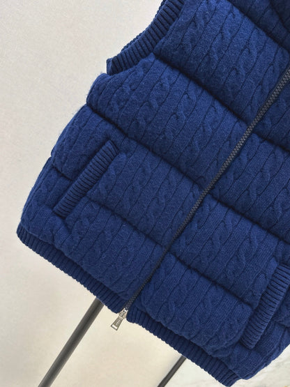 Ra 25 New wool braided knitted down vest