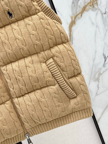 Ra 25 New wool braided knitted down vest