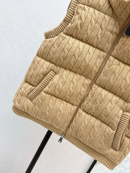 Ra 25 New wool braided knitted down vest