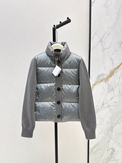 Bru 25 New cashmere patchwork stand collar down jacket