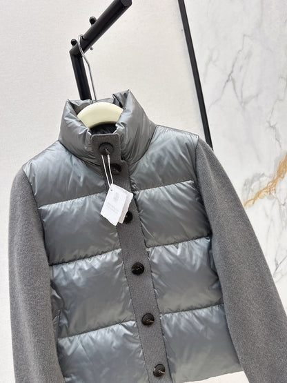 Bru 25 New cashmere patchwork stand collar down jacket