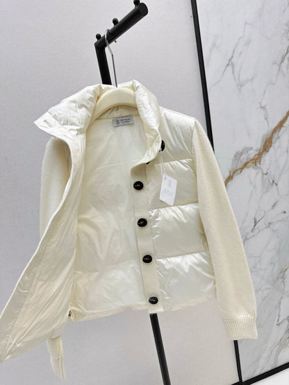 Bru 25 New cashmere patchwork stand collar down jacket