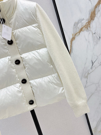 Bru 25 New cashmere patchwork stand collar down jacket