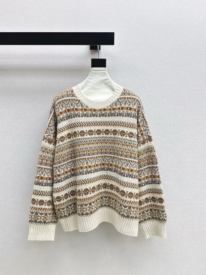 Lor 25 New Fair Isle Knitted Crew Neck Wool Sweater
